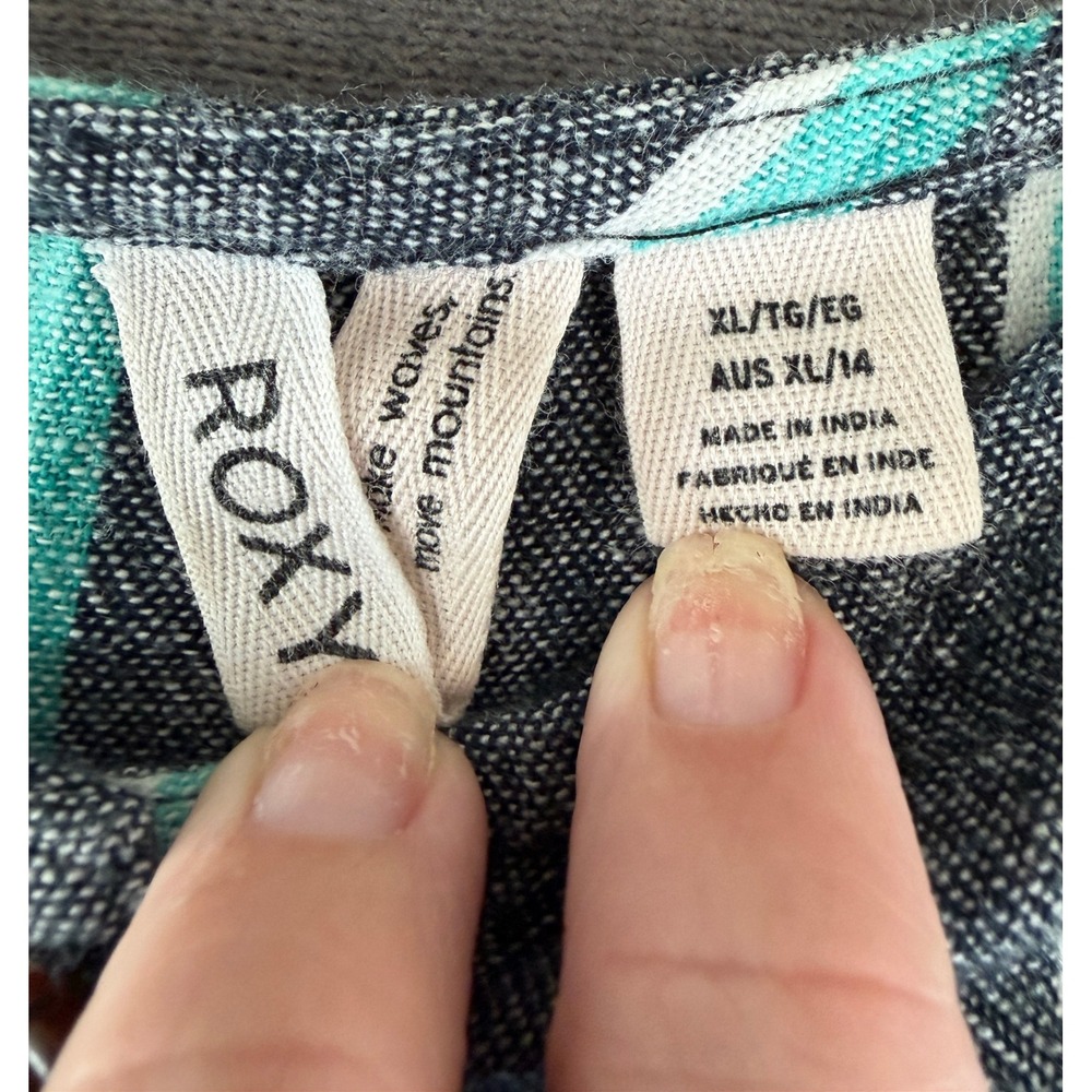 Roxy Linen Blend Striped Button Front Mini Dress … - image 5